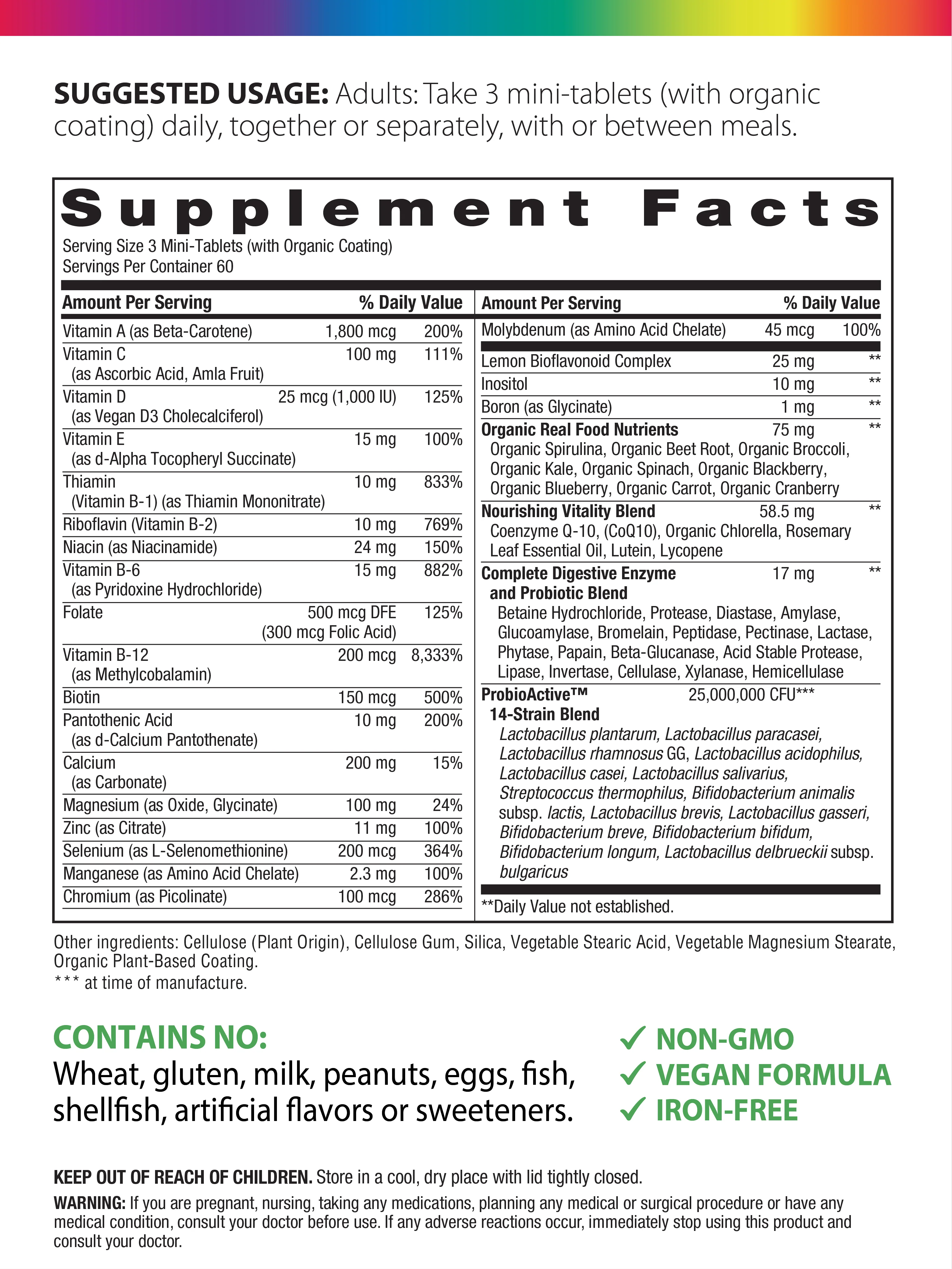 50+ Mini-Tablet plus Real Food Nutrients, 180 Vegan Tablets - Image 3