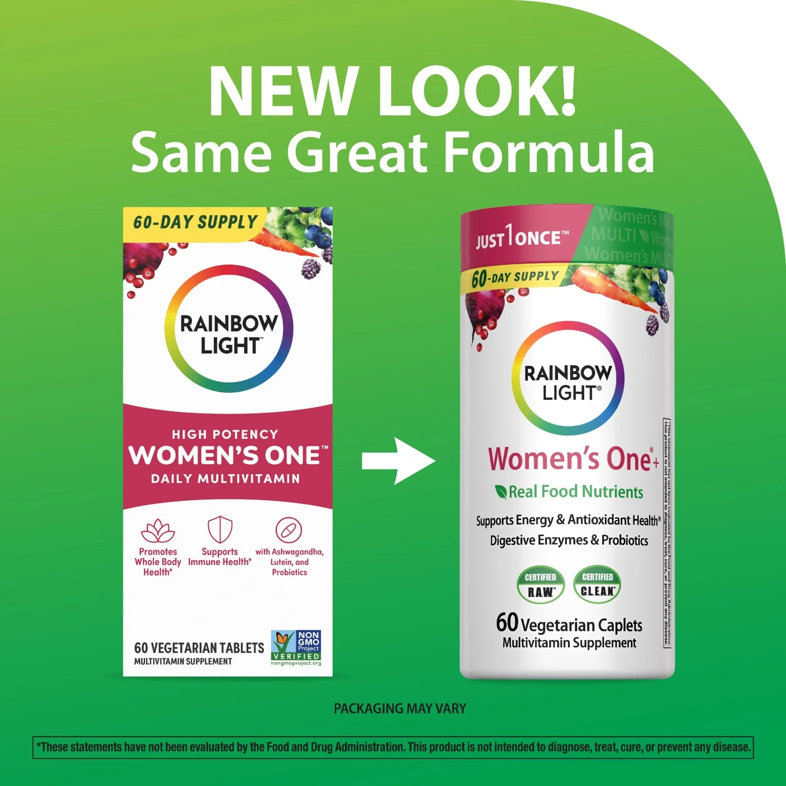Women's One + Real Food Nutrients, 60 Vegetarian Caplets - Image 3
